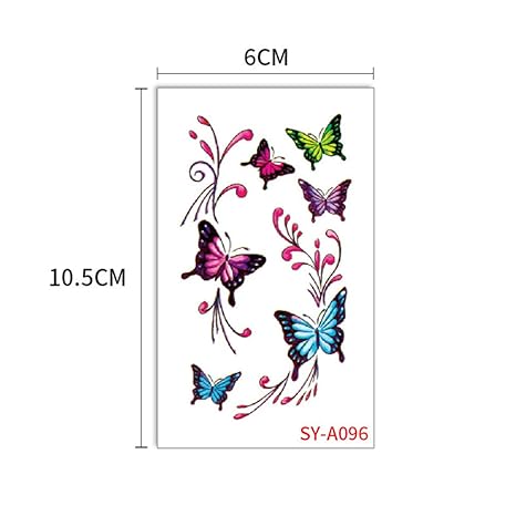 3pcs Autocollant De Tatouage Papillon Noir Blessure Bleu 3d