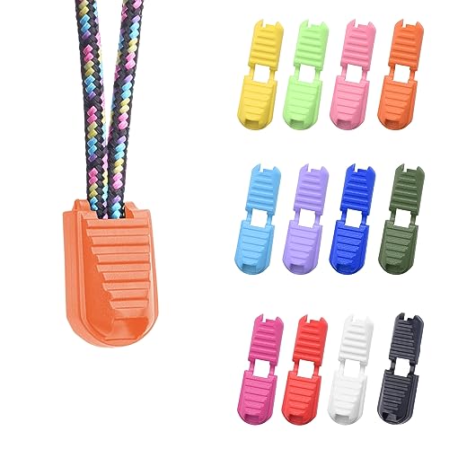 25 Pack Elastic Shoe Lace Ends Tips, Shoe String Cord End Caps, No Tie Shoelace Locks for Sneakers, Assorted Zipper Pull Cord Ends