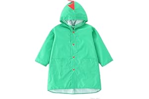 YIQAUMA Boys Girls Toddler Raincoat Kids Waterproof Rain Jacket Hooded Slicker Cartoon Rain Wear