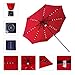 FLAME&SHADE 9' Solar LED Lighted Outdoor Patio Umbrella Market Style for Balcony Table Terrace Garden Deck or Yard with Tilt, Red