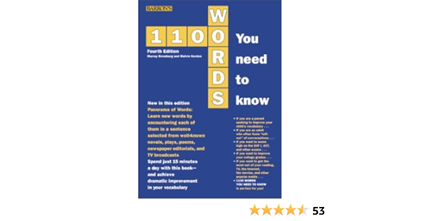 1100 Words You Need To Know Barron S 1100 Words You Need To Know By Bromberg Murray Published By Barron S Educational Series 4th Fourth Edition 00 Paperback Amazon Com Books