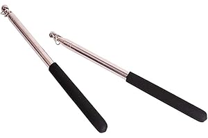 Nimiman 1 Pair Belly Dance isis Wings Sticks Portable Telescopic Stainless Steel Sticks (Black)