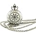 YouYouPifa Fashion Flower Pattern Pattern Silver Small Pocket Watch (White)