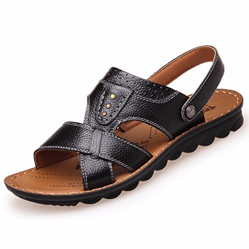 Männer Sandalen Männer Echtleder Das neue Strand Schuh Jugend Sommer Trend Schüler Sandalen Freizeit Schuh ,schwarzB,US=8,UK=7.5,EU=41 1/3,CN=42