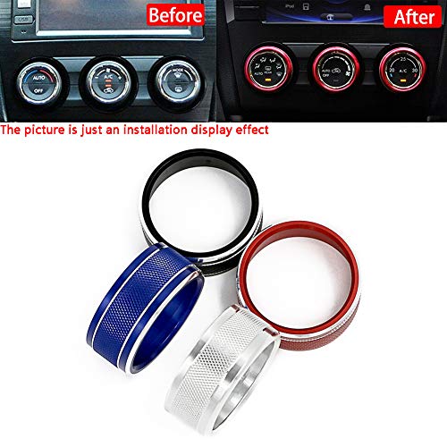 Motoparty AC Climate Control Knob Ring Covers For Subaru WRX STI Impreza Forester XV Crosstrek Control Switch Knob Covers,Black Anodized Aluminum