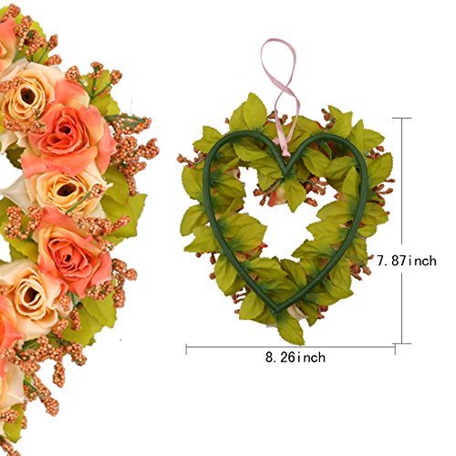 A-SZCXTOP Heart-shape Garland for Wedding Home Decoration Romantic Hanging Wreath for Valentine Garland Holiday Decoration for party Appr 8 Inch