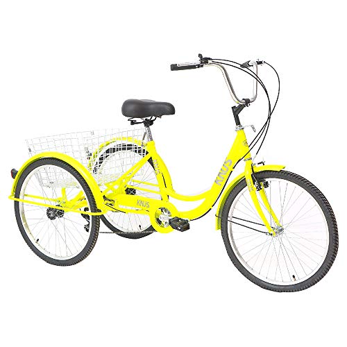 ZUKKA Adult Tricycle Trikes 7 Speed 3-Wheel Bikes,24 Inch Wheels Cruiser Bicycles with Large Shopping Basket
