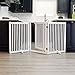 WELLAND Freestanding Wood Pet Gate with Walk Through Door White, 66-Inch Width, 32-Inch Height (Set of Support Feet Included)