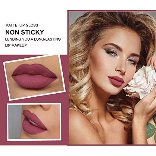 Lip Gloss by Rejawece - Waterproof Long Lasting Matte Lip Gloss Liquid Lipstick Beauty Makeup Cosmetics Lip Stick (Color 8#)