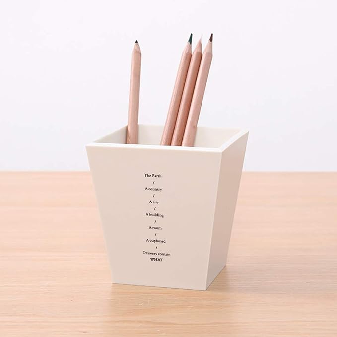 Plastic Pencil Holder Marker Pot, Square Desktop Pen Cup