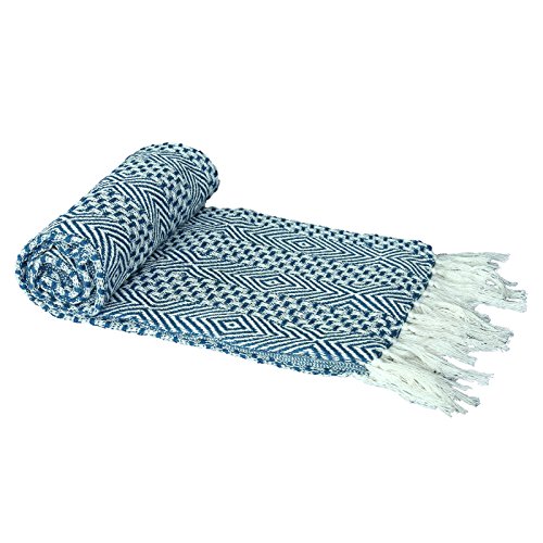 Primitive Rustic Throw Blanket with Decorative Tassel 100 Cotton