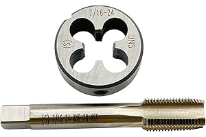 ASZLBYM 7/16-24 HSS Tap And Die Set， UNS Machine Thread Tap and UNS Round Thread Die Right Hand