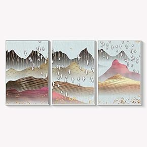 Framed Canvas Wall Art for Living Room, Bedroom Abstract Landscape Dream Place Canvas Prints for Home Decoration Ready to Hanging - 16"x24"x3 Panels