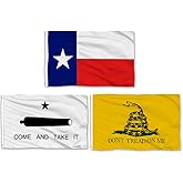 Aisto 3-Piece Texas State Flags - 3x5 Feet 'Come and Take It' & 'Don't Tread On Me' - 100% Polyester, Vivid Color, UV Fade Resistant