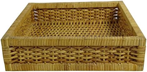 Hand Woven Decorative Square Basket Multipurpose Wooden Wicker Cane Baskets