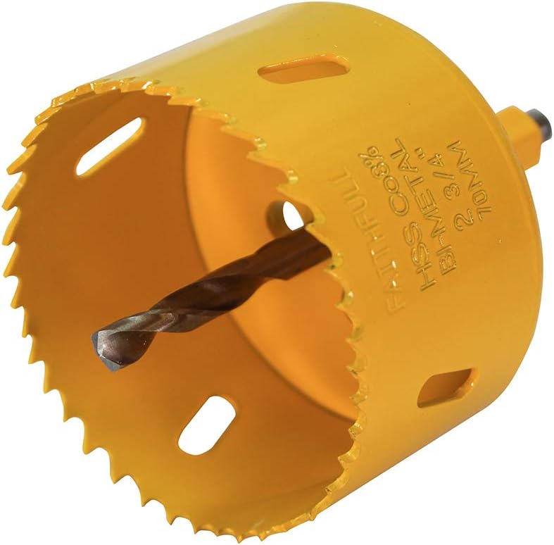 Faithfull FAIHS70SOFIT Soffit Cutter Holesaw 70 mm Fitted with Integral Arbor and Replaceable Pilot Drill,Yellow