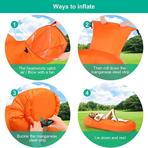 Tolaccea Luftsofa Luftsack,Wasserdichter Aufblasbares Sofa Air Lounger, Aufblasbare Liege,tragbares Aufblasbarer Sitzsack Mit Tragebeutel,ideal für Camping,Strand,Outdoor