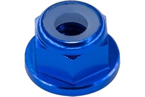 INTGAMX 30pcs M4 Flange Lock Nuts CW Aluminum Alloy Nylon Inserted Self Clinching Locking Hex Nuts for DIY Build FPV Drone RC Car Parts, Blue Color