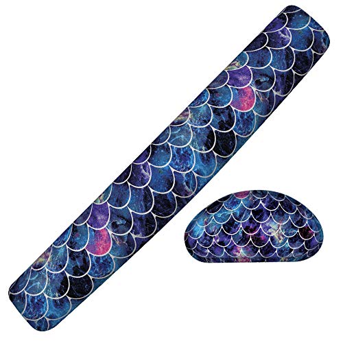 WIRESTER Keyboard Wrist Rest Pad with Mouse Wrist Rest for Home and Office - Mosaic Mermaid Scale - Thumbnail 4