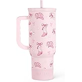 SANDJEST Cowgirl 40oz Slider Tumbler with Handle and Straw - Insulated Stainless Steel Travel Coffee Mug for Women Girls, Gift for Birthday, Christmas
