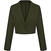 LADI TREND Cropped Blazer for Women Long Sleeve Notch Lapel Button Front Blazers Casual Work Office Cardigan Suit Jacket