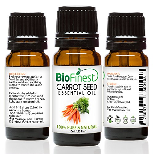 BioFinest Carrot Seed Oil - 100% Pure Carrot Seed Essential Oil - Balance Hormone, Nourish Skin, Anti-Aging - Premium Quality - Therapeutic Grade - Best For Aromatherapy - FREE E-Book (10ml)