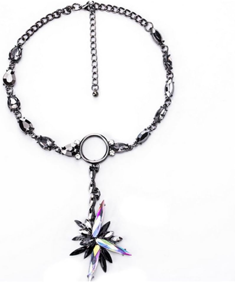 XX Ice Crystal Pendant Necklace, Black,Black