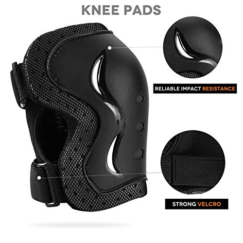 skybulls Adult Youth Knee Pads Elbow Pads Wrist Guards, [6Pack] Knee