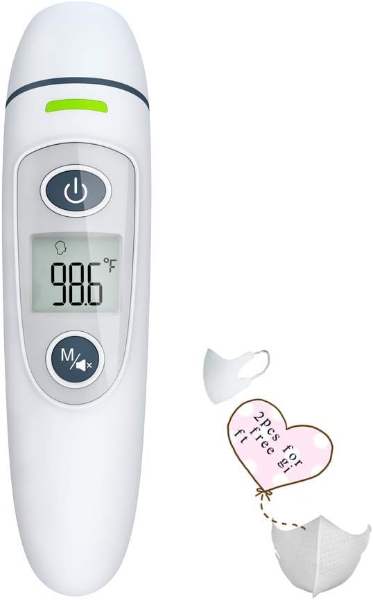 Forehead & Ear Infrared Thermometer, FC-IR100 Electronic Thermometer Accurate Fast Readings Forehead Ear Thermometer for Baby Kids Adults