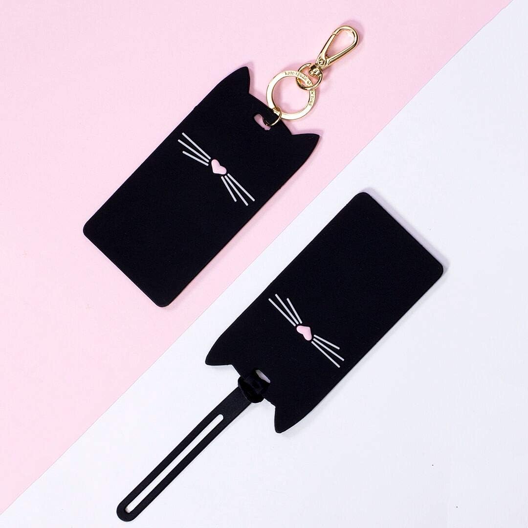 Kate Spade New York Silicone Luggage Tag with Durable Strap, Black Cat: Clothing