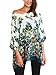 DJT Women's Batwing Sleeve Round Neck Flower Semi Sheer Top One Size Green #4