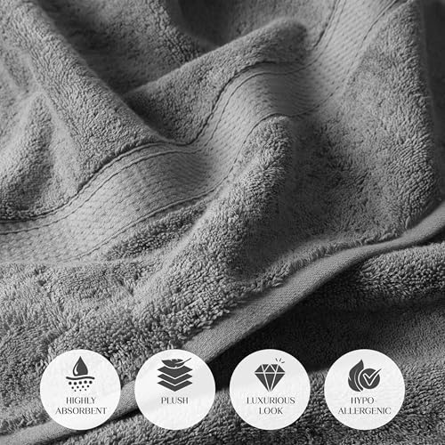Superior - 900 g/m2 Cotton Bath Towel Set, Charcoal Color, 2 Pieces