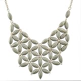 Jane Stone Fashion Necklace Tessellate Necklace Net Statement Beaded Jewelry Bib Jewellery for Women Party Gift(Fn0511-Grey)