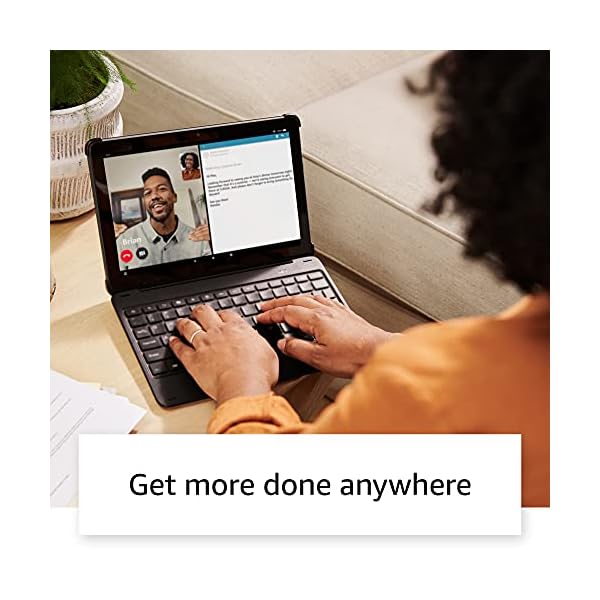 Fire HD 10 Plus tablet, 64 GB, Slate, with Ads + Bluetooth keyboard + 12-month Microsoft 365 Personal subscription