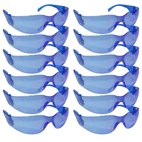 SAFE HANDLER Full Color Safety Glasses | One Size, Adult, Youth, Full Color Polycarbonate Lens and Temple, BLUE, 12 per Box (1 box/12 Pairs)