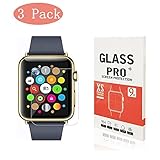 [3-Pack] Apple Watch 42mm Tempered Glass Screen Protector, Linboll - [Only Covers the Flat Area] Anti-Scratch, 9H Hardness, Bubble Free Screen Protector for Apple Watch 42mm