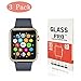 [3-Pack] Apple Watch 42mm Tempered Glass Screen Protector, Linboll - [Only Covers the Flat Area] Anti-Scratch, 9H Hardness, Bubble Free Screen Protector for Apple Watch 42mm
