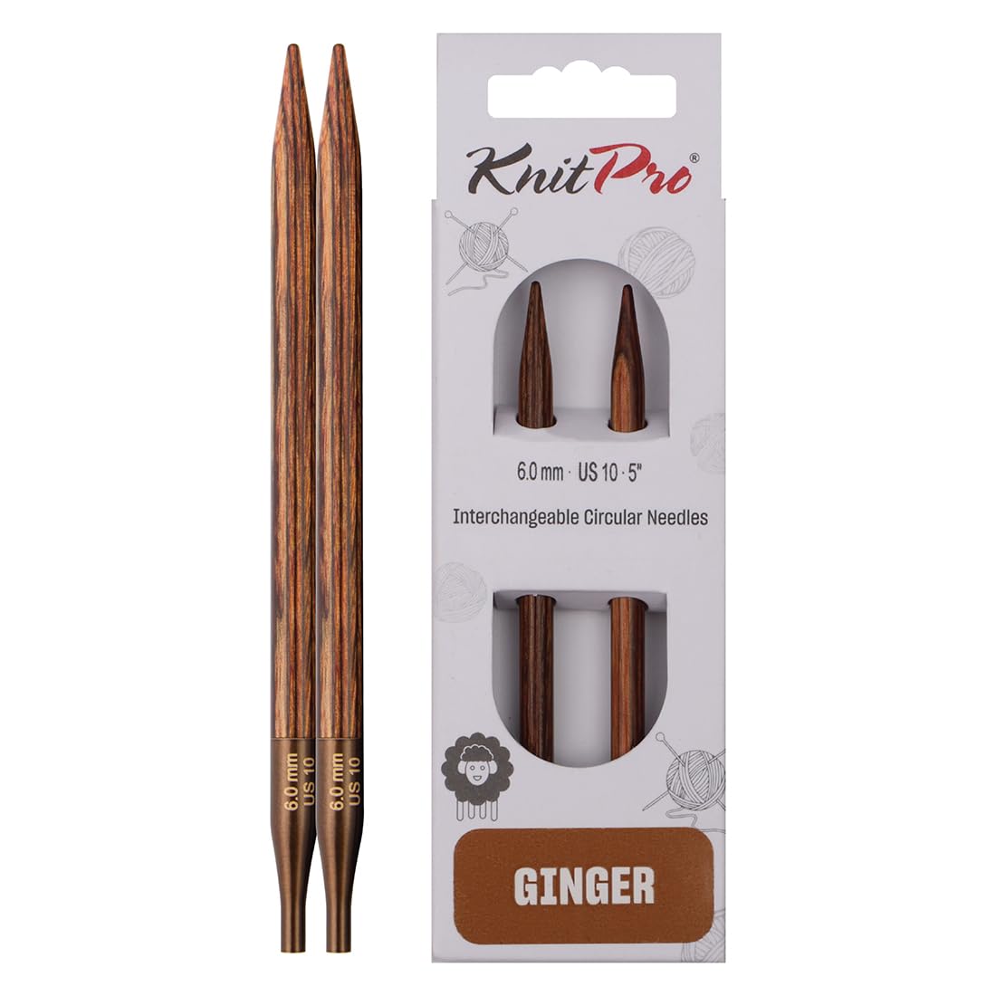 KnitPro Ginger Interchangeable Circular Needles 4" (10cm) | 6.00mm