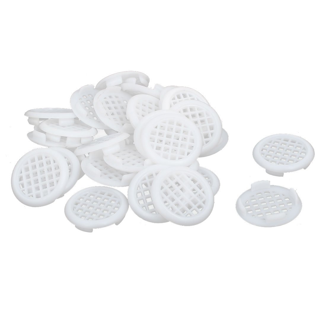 Sourcingmap Shoes Cabinet 31mm Dia Plastic Square Mesh Hole Air Vent Louver Cover White 30pcs