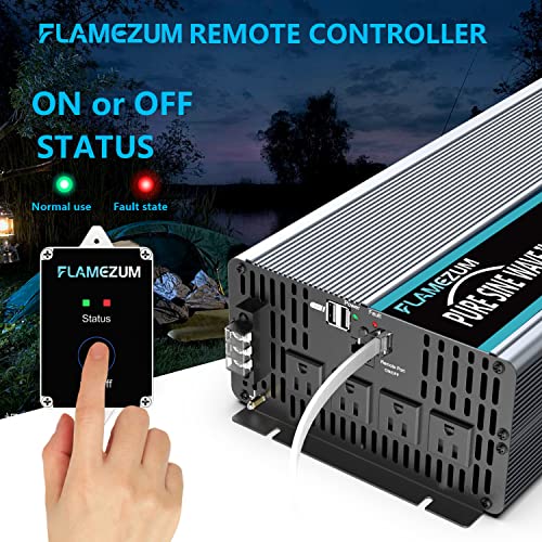 FLAMEZUM Pure Sine Wave Power Inverter 3500Watt DC 12 Volt to 120Volt