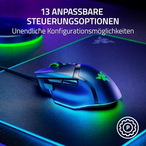 Basilisk V3 35K - Vollständig anpassbare ergonomische kabelgebundene Gaming-Maus - Focus Pro 35K Sensor (HyperScroll Tilt Wheel, 11-Zonen-Beleuchtung, optische Mausschalter Gen-3) Schwarz