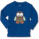 Kids Long Sleeve T Shirt Owl Toy Brown Cotton Boy & Girl Clothes Funny Graphic Tee Royal Blue Design Only 4T