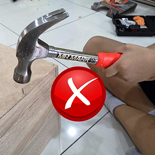 Small Hammer Stubby Claw Hammer - 8 Oz Mini Hammer With Magnetic Nail Holder Comfortable Soft and Short Handle Hammer Perfect Hand Tool Size for Small Light DIY Jobs for Women and Kids By NWPTR