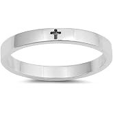 Simple Little Engraved Cross Stackable Ring .925 Sterling Silver Band Sizes 4-10