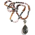 Yomisa Boho Necklaces for Women/Men Trendy,32/35/36 Inch Natural Stone Beaded Long Pendant Necklaces for Womens,Handmade Bohemian Fashion Chakra Chunky Statement Charm Necklace Jewelry Gift