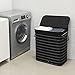 SONGMICS Divided Bamboo Laundry Two-section Hamper Double Dirty Clothes Sorter with Lid Handles and Removable Liner Compartment Storage Basket Rectangular Black ULCB64H