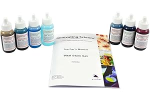 AmScope SK-6 Microscope Stains Vital Stain Kit - 7 Bottle Set, 6 Different Stains for Microscope Slides, Used on Living Cells