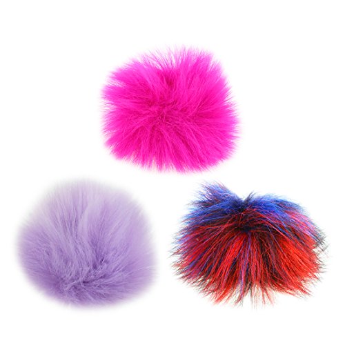 JINSEY 12pcs Faux Fake Fox Fur Fluffy Pom Pom Balls with Snap for Knitting Pompom Hat Hats Keychains Purse Charms Craft Making Supply Colorful