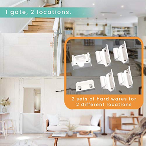 Retractable Baby Gate, GIROBE Mesh Safety Gate for Babies and Pets, 34