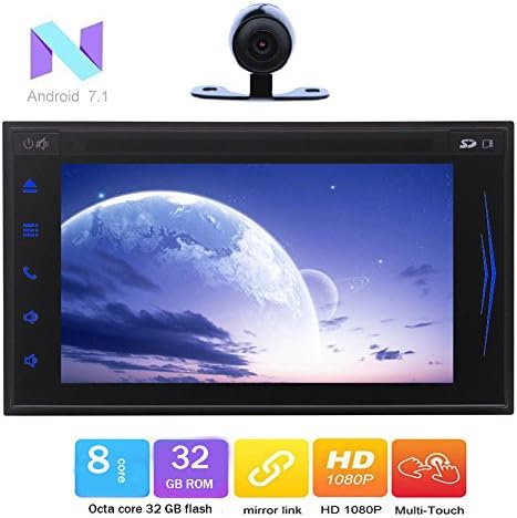 Universal Car DVD Player 2 din 6.2 Android 7.1 OCTA-CORE 2GB+32GB GPS Navigation Car Stereo Autoradio Support Mirror Link/SWC/USB SD/3G WIFI/Cam-In/DVR + Free Rear Camera by Eincar